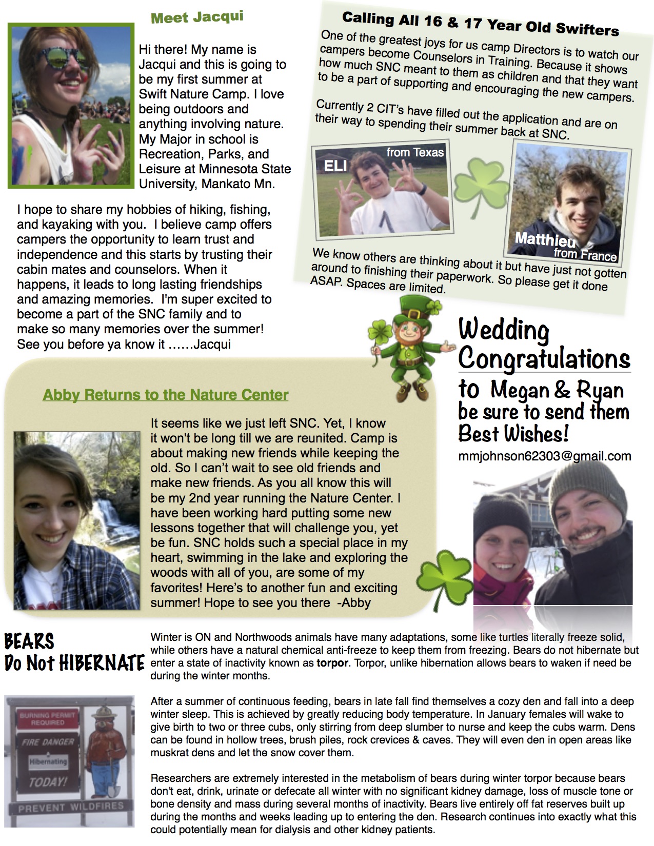 Summer Camp news letter